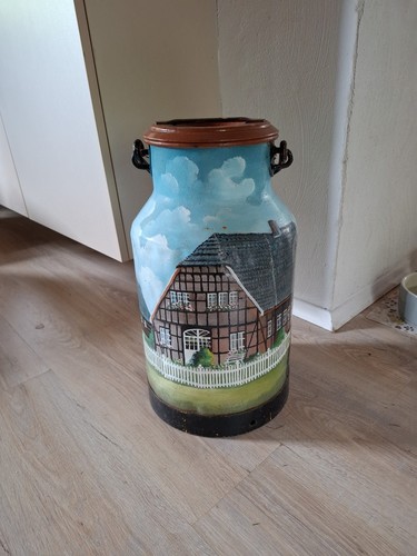 Milchkanne mit deckel bemalt - milchkanne,