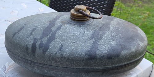 Antike wärmflasche aus zink - antike,